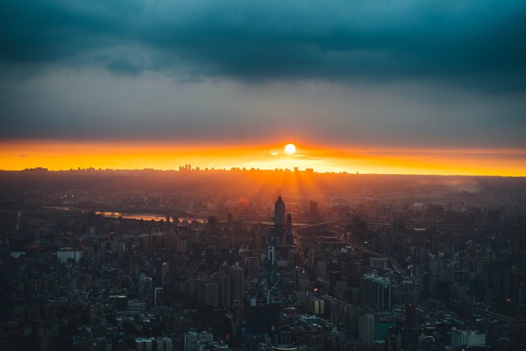 Coucher de soleil depuis la tour Taipei 101